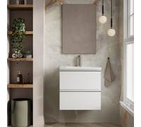 Banyetti Vatilla 600mm Wall Hung Vanity Unit with Lira Basin - Gloss White Banyetti White
