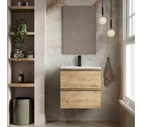 Banyetti Vatilla 600mm Wall Hung Vanity Unit with Lira Basin - Ostippo Oak in Light Oak Banyetti Light Oak