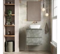 Banyetti Vatilla 600mm Wall Hung Vanity Unit with Matching Worktop - Cemento Grey Banyetti Grey