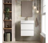 Banyetti Vatilla 600mm Wall Hung Vanity Unit with Veneto 1 Tap Hole Basin - Gloss White Banyetti White