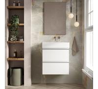 Banyetti Vatilla 600mm Wall Hung Vanity Unit with Veneto No Tap Hole Basin - Gloss White Banyetti White
