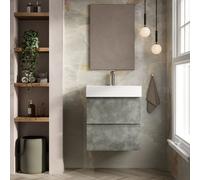 Banyetti Vatilla 600mm Wall Hung Vanity with Veneto 1 Tap Hole Basin - Cemento Grey Banyetti Grey