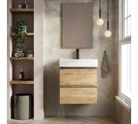 Banyetti Vatilla 600mm WallHung Vanity Unit with Veneto 1 TH Basin-Ostippo Oak in Light Oak Banyetti Light Oak