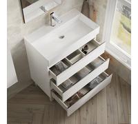 Banyetti Vatilla 800mm Floorstanding Vanity with Veneto 1 Tap Hole Basin - Gloss White Banyetti White