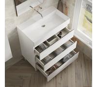 Banyetti Vatilla 800mm Floorstanding Vanity with Veneto No Tap Hole Basin - Gloss White Banyetti White