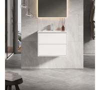 Banyetti Venti 600mm Wall Hung Vanity Unit with Athena Basin - Matt White Banyetti White