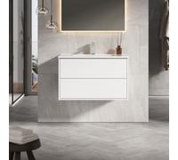 Banyetti Venti 800mm Wall Hung Vanity Unit with Athena Basin - Matt White Banyetti White
