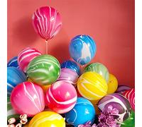 Banyeyun Rainbow Tie Dye Balloons 100PCS 12 Inch Agate Marble Latex Swirl Balloons For Tie Dye Birthday Party Supplies,Candyland,Bachelorette,Fun Hippie Party Decorations(Multi-Color)