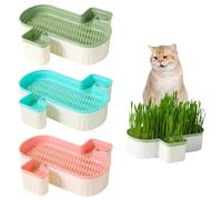 Banziaju 3 Pcs Cat Grass Planter, No-Soil Cat Grass Growing Box with Removable Plastic Liner for Indoor Cats Pets, Sky Blue + Rose + Green (No Seeds Included)