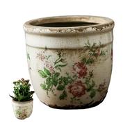 Banziaju Planter Pot Ceramic Plant Pot Vintage Flower Pattern 4.7x4.3 Planter with Drainage Hole & Crack Texture Diy Friendly for Indoor Outdoor