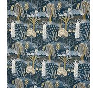 Baobab Tree of Life Blue Jacquard Fabric by The Metre - Woven Upholstery & Curtain Textile
