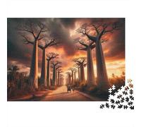 Baobab Tree Road 1000-Piece Puzzle for Adults, 38x26cm/1000pcs, Clean White Cardboard for Sorting; An At-home Challenge for Leisure Time