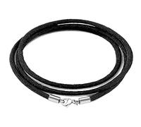 baobei Handmade 2mm Black Silk Cord Chain Necklace with Stainless Steel Lobster Clasp - Soft Smooth Rope Chain, Unisex for Women & Men (14-36 Inch)