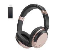 BAOBER Bluetooth Wireless Over Ear Light Weight Headphone with Low Latency USB Transmitter for TV,PC,3.5mm Audio Device, Stereo Wireless Headset Built-in Microphone for Cell Phone (Rose Gold)