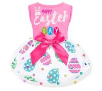 BAOBICUTE Cute Happy Easter Day Dog Dress Bunny Eggs Easter Dog Cat Clothes Pink Tulle Pet Doggie Apparel Outfit with Bowknot for Small Dogs Puppy Cat Girl Costume