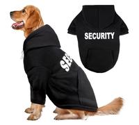 BAOBICUTE Dog Basic Hoodie Soft Dog Clothes Cold Weather Sweaters for Medium Large Dogs Cozy Fabric Warm Sweatshirt with Leash Hole for Boys (Security, X-Large (35-55 lbs))