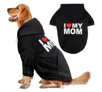 BAOBICUTE Dog Basic Hoodie Soft Dog Clothes Cold Weather Sweaters for Medium Large Dogs Cozy Fabric Warm Sweatshirt with Leash Hole for Boys (I Love My MOM, XX-Large (55-80 lbs))