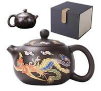Baobiutin Ceramic Teapot Dragon and Phoenix Chinese Teapot Color Changing Kung Fu Tea Pot with Handle and Infuser 250ml Wide Mouth Traditional Teapot Tea Gift, Gift Box Teapots