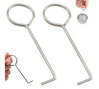 Baobiutin Lifting Hooks, 2Pcs 3.5 Inch Stainless Steel Drain Key for Taking Off Square/Linear Shower Drain Grate, Hair Catcher, Shower Removal Tool