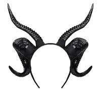 Baobiutin Sheep Horn Headband,Sheep Horn Headband Textured Gothic Horns Headband Black Glossy Horns 11.4x11.8In Pp Cosplay Horns for Devil, Demon, Halloween Party,Horns Headband