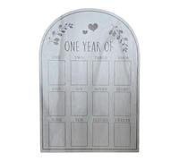 Baoblaze 1 Year Photo Display Wood Board Mom Gift Nursery Decor for 2"x3" Size Photos Keepsake Board, Wood Grain Color