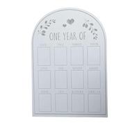 Baoblaze 1 Year Photo Display Wood Board Mom Gift Nursery Decor for 2"x3" Size Photos Keepsake Board, White