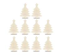 Baoblaze 10Pcs Christmas Tree Cutouts Unfinished Wooden Ornaments DIY Crafts Table Signs for Drawing Scrapbooking DIY Projects Writing, 17.8cmx10.09cm