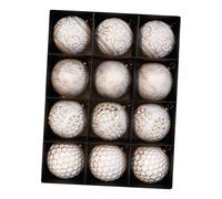 Baoblaze 12Pcs 8cm Christmas Ball Ornaments Xmas Tree Decoration for Home Party Lightweight Multifunctional Accessories Vintage Design, White Gold