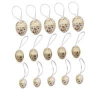 Baoblaze 15x Gold Easter Egg Hanging Ornaments Basket Fillers Decorative Easter Decoration Multifunctional for Home Indoor Wreath Wall