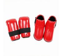 Baoblaze 2 Pieces Children Training Gloves Taekwondo Hand Protectors Foot Guards Gear With Cushioning And Hook And Loop Straps Suitable for Kids Sparring Training Classes , Red , XS