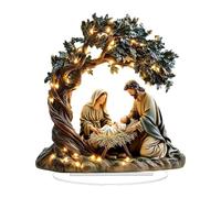 Baoblaze 2D Jesus Birth Decor Acrylic Nativity Scene Decor Artwork Rustic Desktop Ornament for Fireplace Bookshelf Living Room Holiday, 17.6cmx20cm
