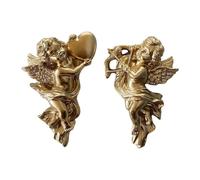 Baoblaze 2Pcs Resin Angel Wall Sculptures Wall Adornment Cherub Cupid 5.3 in Tall Adorable Angelic Figure Angel Figurines for Bathroom