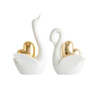 Baoblaze 2Pcs Swan Figurines Tabletop Ornament Art Crafts Couple's Decor Creative Table Decoration Swan Statues for Bookshelf Entrance, White