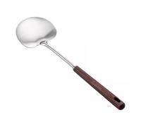 Baoblaze 2x Stainless Steel Wok Turner Ergonomic Premium Portable Kitchenware Easy to Use for Chefs Cooks Wood Handle Utensil for Serving