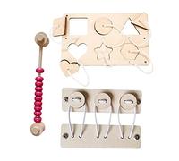 Baoblaze 3 pieces Wooden Busy Board Toys Early Educational Fine Enlightenment DIY for Kids Preschool Baby, Shape Matching and Abacus Bead and Button