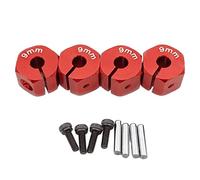 Baoblaze 4 Pieces Aluminum Alloy Wheel Hub Hex Adapter Accessory Mount Replacement Part Suitable for Remote Control Car Repair Law, 9mm Red