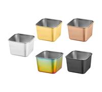 Baoblaze 5 Pieces Sauce Cups Ramekin Sauce Dipping Bowl Square Sturdy Condiment Cups Stainless Steel for Wedding Restaurant Party Home