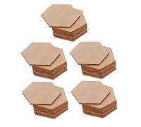 Baoblaze 50/100/200 Pieces Charming Hexagon Shaped MDF Wood Cut Wooden Embellishment DIY Craft Shapes for Crafting, Scrapbooking, Sewing and Decorating - 2mm Thick, Unfinished, Natural, 50pcs 60mm