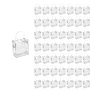 Baoblaze 50 Pieces Clear Gift Bags Handbag Decor Handcraft DIY Accessories Mini Tote Treat Bags for Shower Wedding Party Festival, Height 15cm