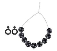 Baoblaze 50's Themed Earrings and Necklace Set White and Black Polka Dot Earrings Costumes Accessories Women's Jewelry Set for Cosplay, Black