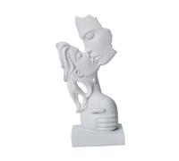 Baoblaze Abstract Kissing Couple Face Sculpture Ornament Decorative Tabletop Centerpiece Kissing Lover Statue Love Figurine for Office, White