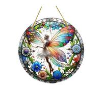 Baoblaze Acrylic Forest Fairy Pattern Hanging Sign with Rope Decorative Round 7.8inch Decoration for Bedrooms Multipurpose Lightweight