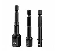 Baoblaze Adapter Impact Drive Adapter Set with Nestable Converters and Secure Hold Steel Construction Suitable for auto Service Garage Workshop, Black 3PCS Long Rod
