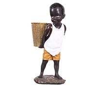 Baoblaze African Figurines, Little Boy Decorative Sculpture Flower Vase Home Centerpieces for Dining Room Table Tribal Kids Statue Vintage Gift Handmade Doll