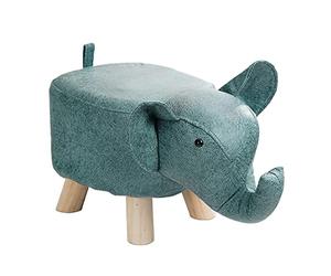 Baoblaze Animal Footstool Elephant Bench, Portable Shoes Changing Cute Storage, Wood Ottoman Stool Sofa Tea Stool for Decor, Bedroom, Living Rooms Indoor, blue