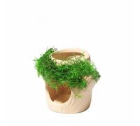 Baoblaze Aquarium Ceramic Cave Shelter Ornament Fish Tank Decor Aquatic House Turtle Motif Promotes Natural Behavior suitable for freshwater aquariums refuges home, Moss Log
