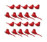 Baoblaze Artificial Christmas Red Bird Ornaments Simulation Bird Decorations Clip on Christmas Tree Ornaments for Fence Lawn Landscape