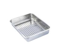 Baoblaze Baking Sheet with Rack Oil Strainer Tray Rectangular Oven Tray and Cooling Rack,Stainless Steel,Baking Pan for Vegetable, 36x27x7cm