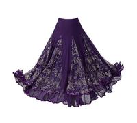 Baoblaze Ballroom Dance Skirt Women Long Skirt Waltz Dress Flamenco Skirt Modern Dance Dress Layered Dress Spanish Skirt Dance Costume, XL Size