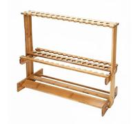 Baoblaze Bamboo Fishing Rod Rack Fishing Pole Holder Stand Organizer Display Rack with Circular Openings and Lower Shelf, Tallened Thickened Bamboo Display Stand 47 Slots